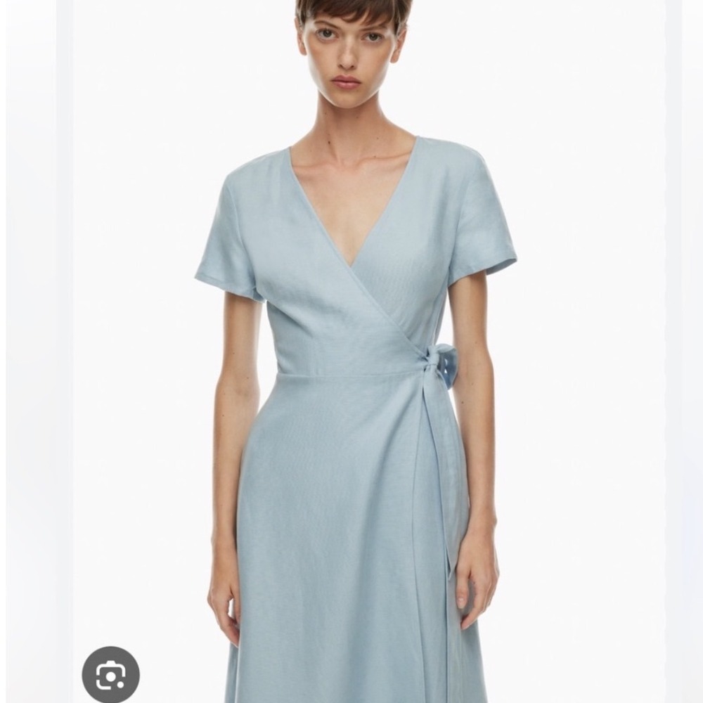Aritzia Babaton Dern Linen Wrap Midi Dress
